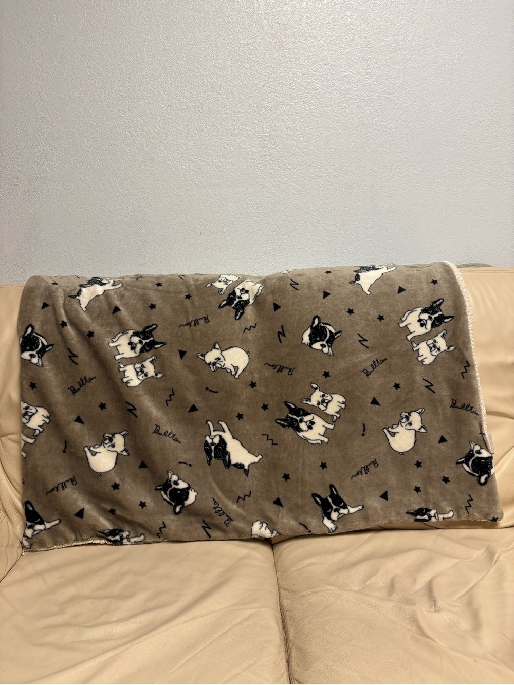 BULLTON Japan Gray SMALL Blanket Sherpa Back French Bulldog Frenchie